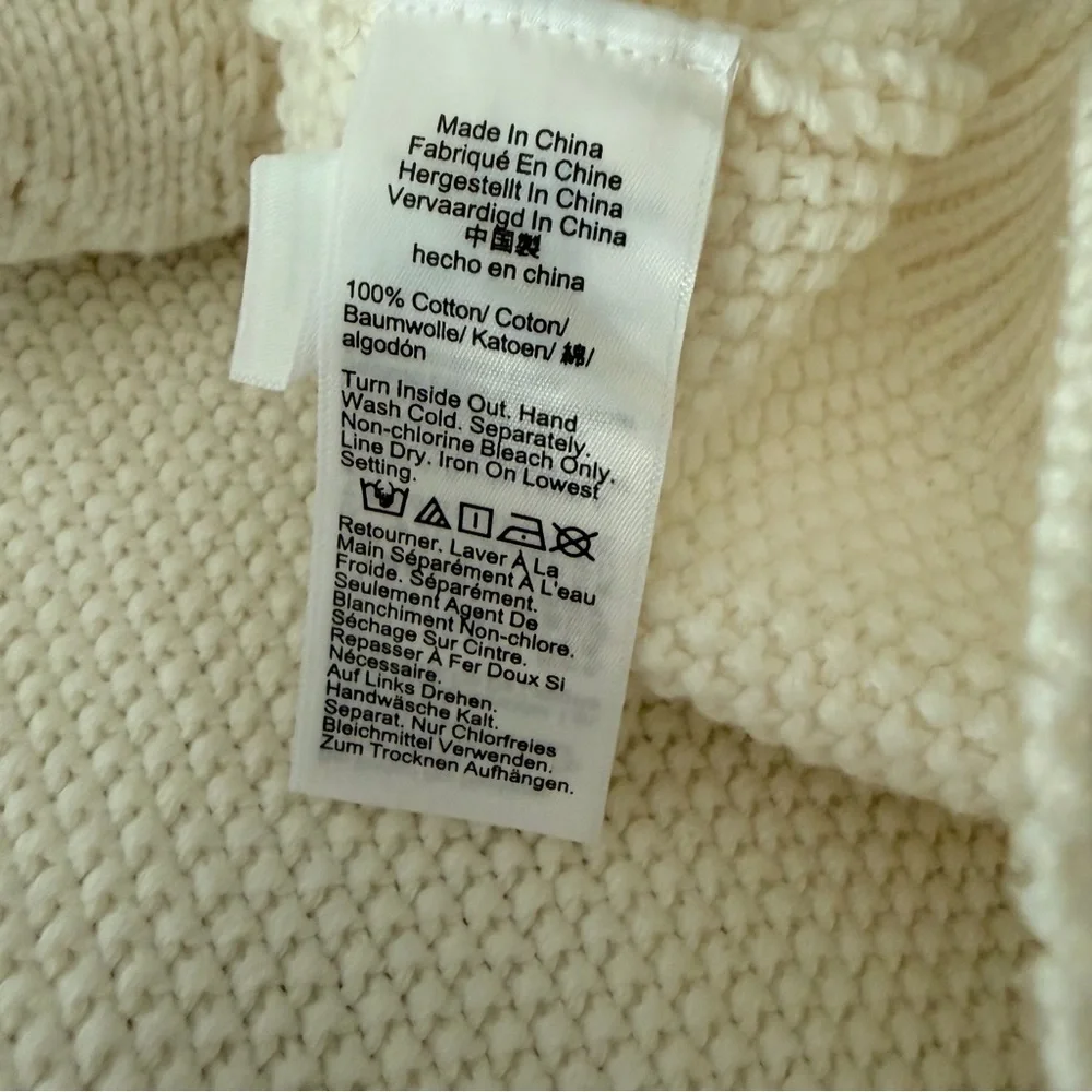 J. Crew White Cable Knit Crystal Embellishments Sweater Top, Large
